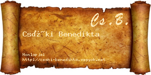 Csáki Benedikta névjegykártya